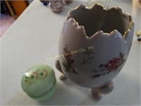 Napcoware footed vase & glass trinket box