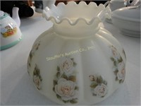 Painted glass lampshade approx. 9 3/4"D with rose