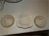 2- 5" ashtrays & 7" square white bowl