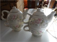 Pfaltzgraff:  2 teapot/cup sets