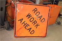 Metal Road Work Ahead Sign