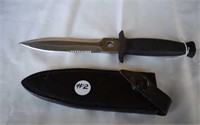 Double Sided Fixed Blade Knife w/ Black Leather