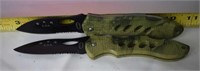 Two 8" (Open) Locking Blade Camo Pocket Knives w/