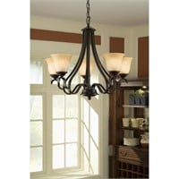 5-Light Black Traditional Etched Glass Chandelier
