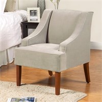 Light Grey Swoop Arm Velvet Accent Chair