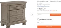 Lettner Light Gray 2 Drawer Nightstand