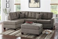 Grey Nailhead Bobanka Sectional with Ottoman