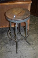 Industrial Metal & Wood Stool