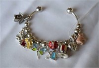 Sterling Silver Charm Bracelet w/ Sterling Charms