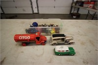 Plastic Tote full of Diecast Cars/Trucks/Toys