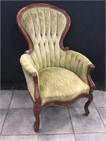 Carved Victorian Parlor Upholstered Chair