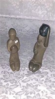 Pair of carved Stone sculptures 8.25" wide, 9" tal
