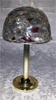 Metal candle holder with glass shade