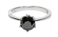 10K White gold round brilliant cut black