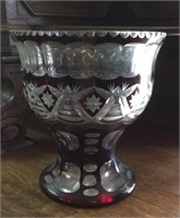 Antique Ruby Cut to Clear Center Bowl