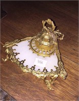 Antique Gold Gilded Inkwell w/ Porcelain