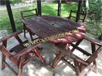 Wood Red paint retro picnic table set