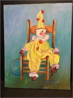 Fran E Scott Clown Painting on Canvas