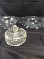 Etched Glass Bowls & Candy Dish
