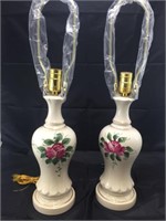 Pair of Handpainted Ceramic Lamps