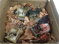 Box of Old Ceramic Animal Ornaments