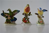 3 Royal Adderley bird figurines incl 'Hummingbird,
