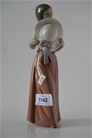 Lladro figurine, 'Bashful Girl - Girl With Straw