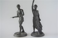 2 x Wedgwood Black Jasper figurines,