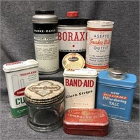 Assorted Old Tin Containers - Borax, Band-aid, etc