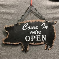 Metal Piggy Open/Closed Sign