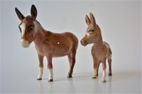 2 x Beswick donkey figurines,