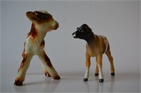 2 various calf figurines - one by Beswick and