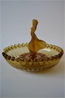 Vintage amber glass float bowl,
