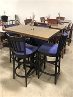 Copper top table bar set with 4 wooden chairs
