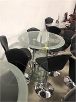 Larger modern style glass top bar table with 4