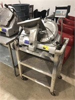 Hobart meat slicer with scale and cart