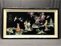 Stunning Asian Shell Art Shadow Box -42"x 24"