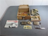 Vintage Metal Check File Box Full of Smalls