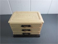 Small Plastic Asian 3-Drawer Jewelry Box
