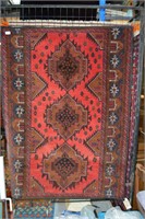 Afghan Baluchi rug, pink, blue and green colouring