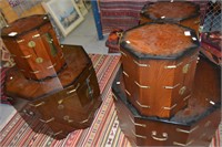 Set of 5 octagonal Oriental drum side tables