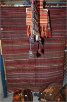 Afghan Kazak kilim, striped design, red ground,