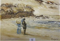 Walden, 'On the beach', oil on canvas board,