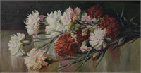Artist unknown, still life flowers, oil on canvas