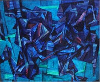 F. Cullen, 'Blues', 1965, abstract oil on board,