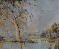 Andrew Park, Rural Scene with lake and gums,