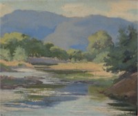 Audrey C. Snell, River Landscape Scene, oil