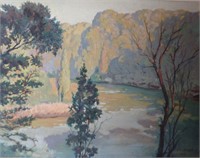 A. Jakobson, River Scene 1952 oil on canvas