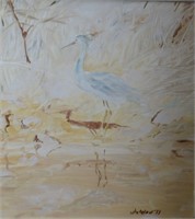 Stuart Whitelaw, wading bird 1977, oil on