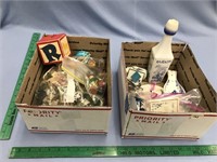 2 Boxes, 1 Box full of assorted miniature houses f